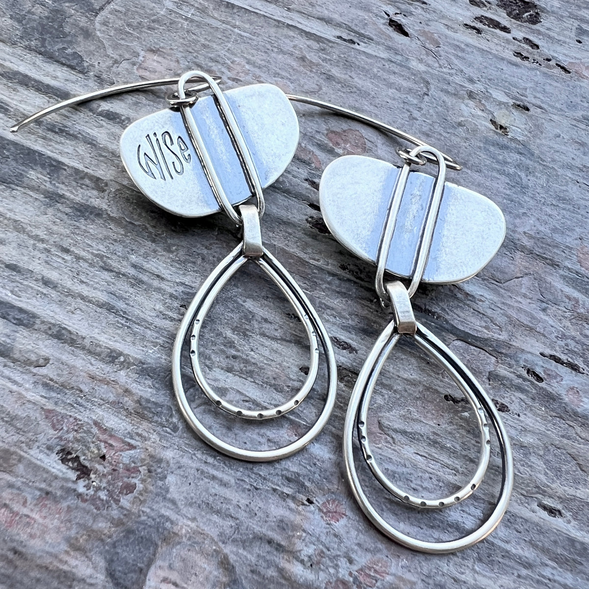 Sterling Silver Chrysocolla Earrings | Natural Stone and Teardrop Dangle Earrings