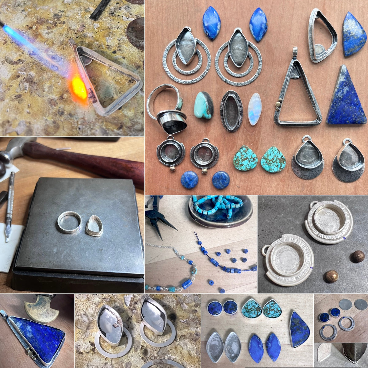 Lapis Lazuli Sterling Silver Necklace | Blue Natural Stone Geometric Pendant