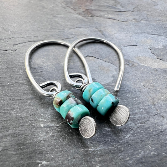 Sterling Silver Genuine Turquoise Earrings | Small Natural Stone Dangles