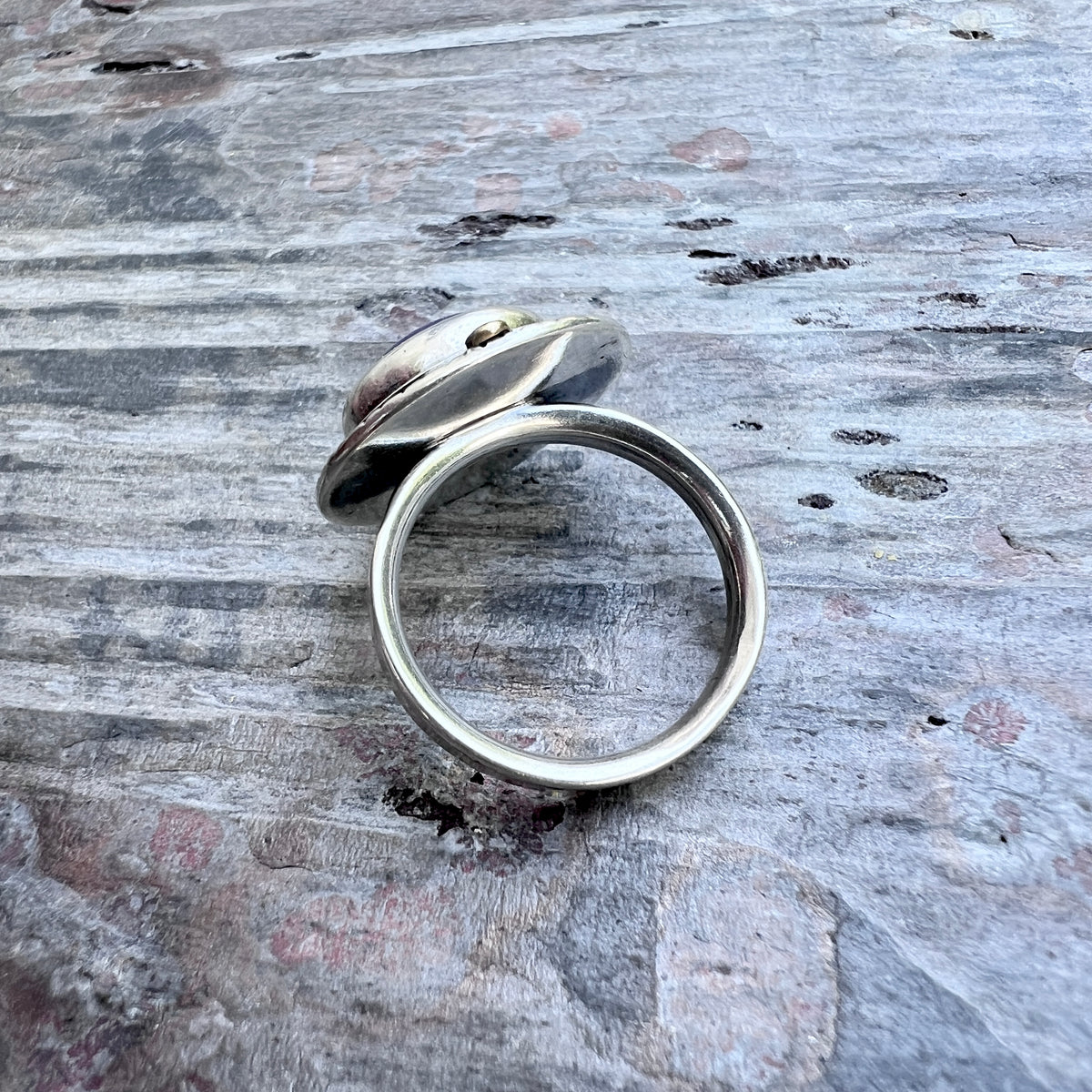 Sterling Silver Lapis Lazuli Ring | Natural Round Blue Stone Statement Ring