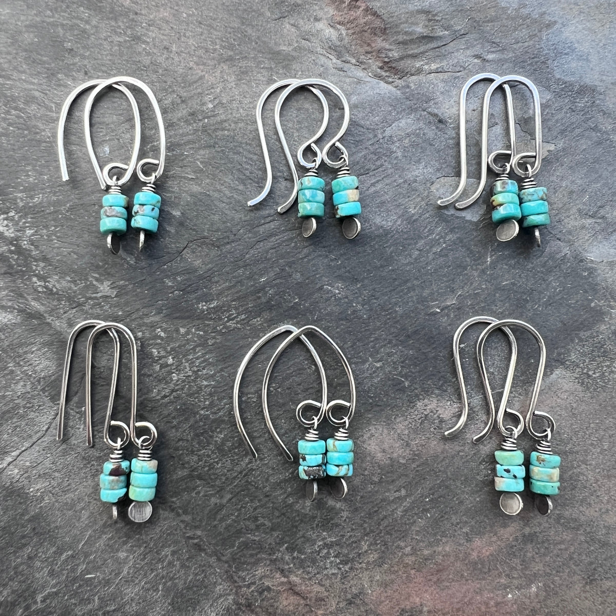Sterling Silver Genuine Turquoise Earrings | Small Natural Stone Dangles