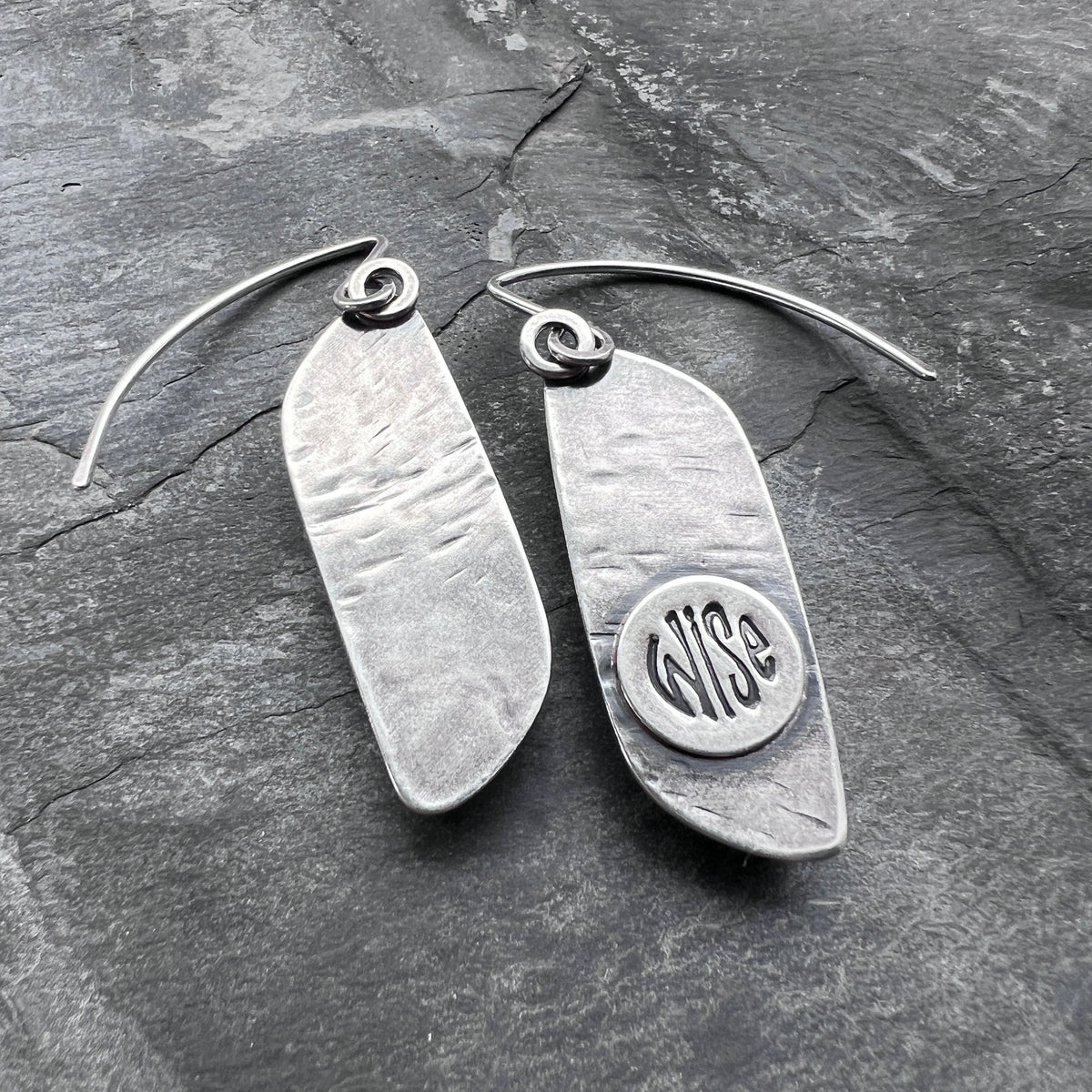 Dendritic Opal Sterling Silver Earrings | Black & White Natural Stone Dangle Earrings