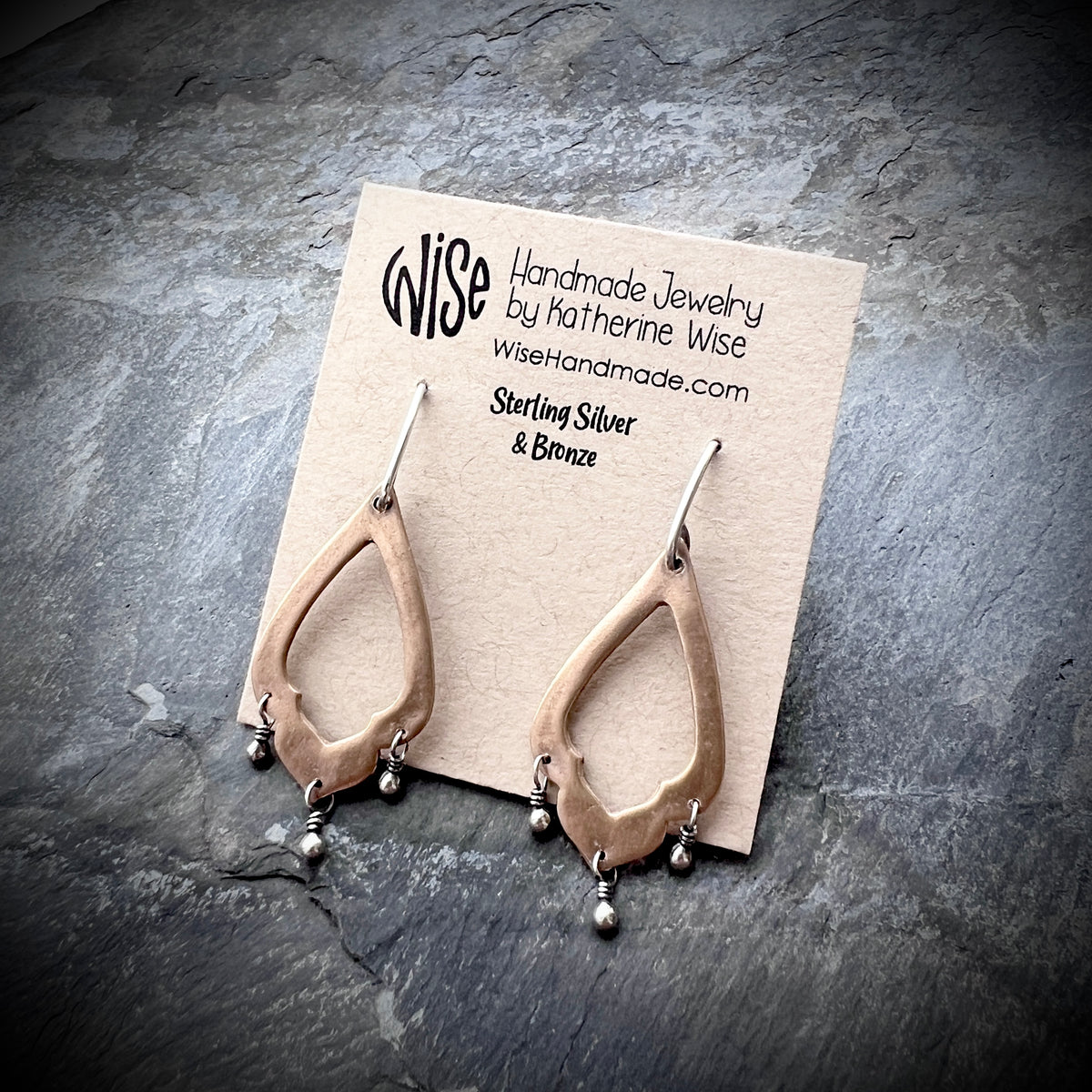 Sterling Silver and Bronze Earrings | Mixed Metal Chandelier Dangles