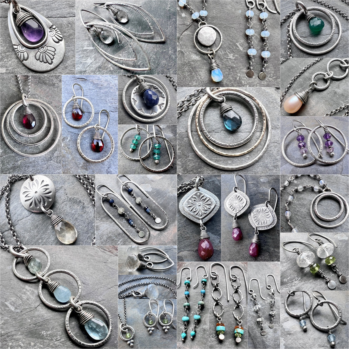 Genuine Sapphire Sterling Silver Necklace | Dark Blue Gemstone Stamped Circle Pendant