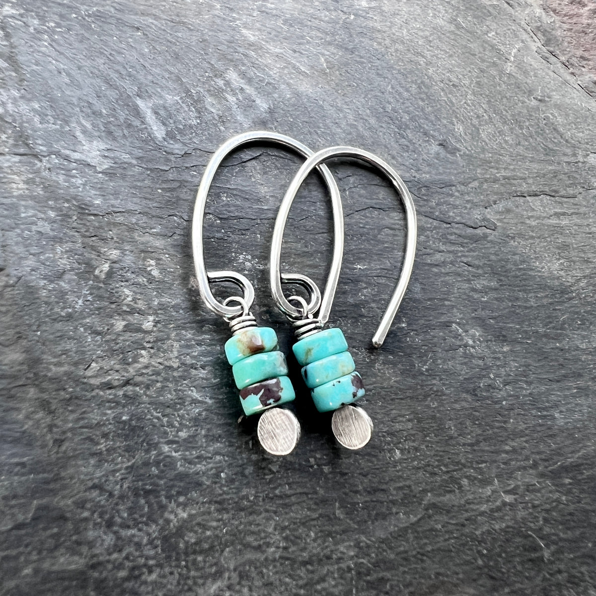 Sterling Silver Genuine Turquoise Earrings | Small Natural Stone Dangles