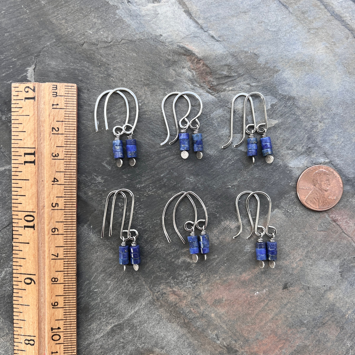 Sterling Silver Lapis Lazuli Earrings | Small Blue Natural Stone Dangles