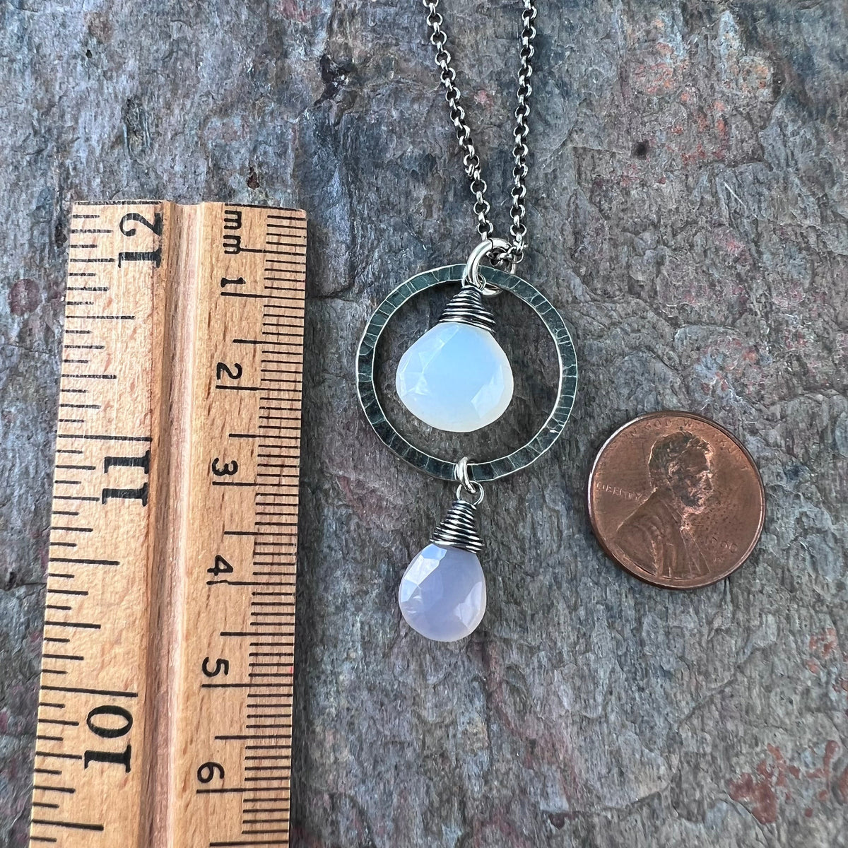 Sterling Silver Chalcedony Necklace - Natural Chalcedony Pendant on Sterling Silver Chain
