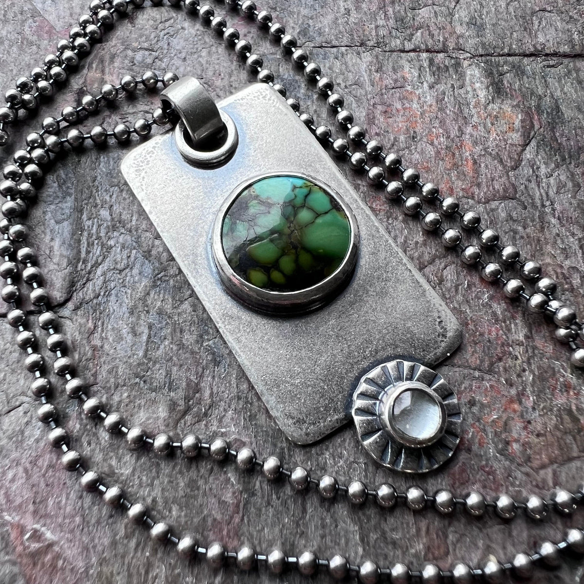 Turquoise and Aquamarine Sterling Silver Necklace - Handmade One-of-a-kind Pendant on Sterling Silver Chain