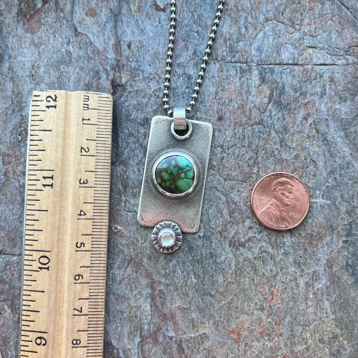 Turquoise and Aquamarine Sterling Silver Necklace - Handmade One-of-a-kind Pendant on Sterling Silver Chain